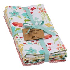 DESIGN IMPORTS 花卉和格子廚房餐巾, 4件, 混色