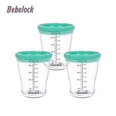 BeBeLock 儲存杯 3入 副食品分裝盒 刻度量杯 防漏保鮮盒, 240ml