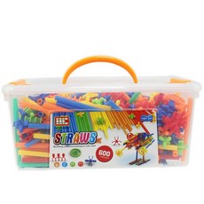 HC 吸管積木600PCS手提收納筒 DIY益智拼裝積木, 一盒