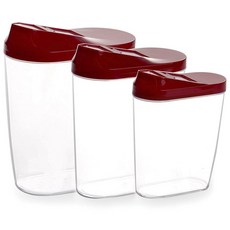 BINO 多用途易倒容器麥片桶 3 件套, 紅色