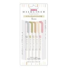 ZEBRA 斑馬牌 MILDLINER雙頭柔性螢光筆 5色組, 1個, 天然M