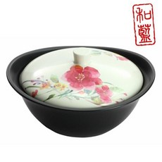 日本製 美濃燒 花系列耐熱直火鍋 湯鍋 陶鍋 砂鍋 瓦斯爐 烤箱 微波爐可用喔 1 2人用, 花水彩