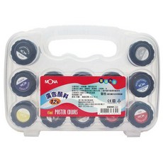 MONA 蒙納 廣告顏料 手提壓盒 12色入 15cc 水彩 廣告顏料組, 15ml