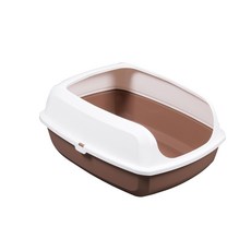 寵傢好 半封閉貓砂盆小款 (贈貓砂鏟) 防噴濺貓砂盆 貓便盆 貓廁所, 咖啡色, 1個