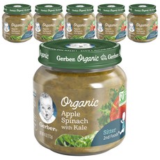 Gerber 嘉寶 果泥 玻璃罐裝 113g, 蘋果菠菜羽衣甘藍口味, 113克, 6罐