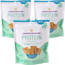 CRUNCHMASTER 素食全麥蛋白質餅乾 海鹽口味, 3包, 100g