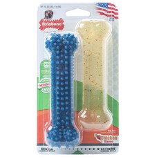 Nylabone 雞肉口味寵物潔牙骨玩具 適合16kg和16kg以下 2入組, 1個, 藍色, 棕色