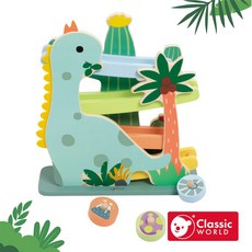 【德國 classic world 客來喜經典木玩】 恐龍快樂滑梯 20249, 單一規格, 馬卡龍色系