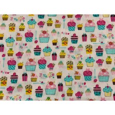 「上巧手創」日本 Cosmo滿版西點小蛋糕棉布 服飾、手作、拼布材料＊現貨供應＊特價 60元／尺, 粉色