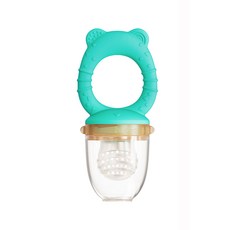 【genki bebi 元氣寶寶】小熊蔬果咬咬樂，水果棒，副食品濾渣器，寶寶磨牙棒，安全矽膠材質，訓練手眼協調, 綠色