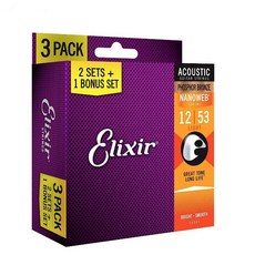 Elixir 16545 (12-53) 薄膜 磷青銅 NANOWEB 16052, 詳見包裝