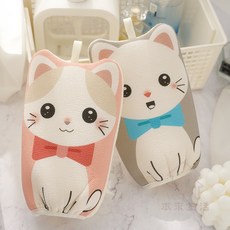 本來生活 兒童搓澡巾 搓澡手套 洗澡手套 卡通小貓 寶寶搓泥巾 兒童洗澡 沐浴手套, 粉, 藍