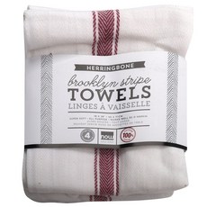 now DESIGNS 人字紋編織廚房毛巾組 4入, 1個, 布魯克林條紋罌粟
