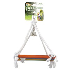 PENN-PLAX 繩索和木搖擺鳥玩具, 1個