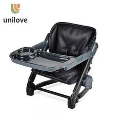 unilove Feed Me 攜帶式寶寶餐椅 皮革椅墊, 珍珠黑