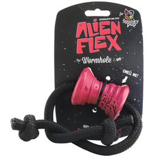spunky pup Alien Flex Dog 乳膠橡膠玩具蟲洞, 1個, 紅+黑