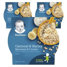 Gerber 嘉寶 燕麥片和大麥穀物罐裝兒童食品 128g, 3個, 香蕉+奶油
