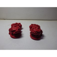 台灣天然硃砂精雕豼貅財神獸一對(長9公分寬45公分高2.5公分), 詳見包裝