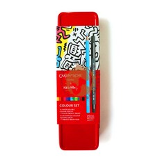 瑞士卡達 CARAN DACHE Keith Haring 【汶采】 水溶性色鉛筆 附贈筆刷 精美鐵盒包裝, 色鉛筆組+著色本