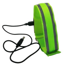 LED發光手環/手臂帶 (USB充電 光纖 夜跑/演唱會用), 1個, 綠色