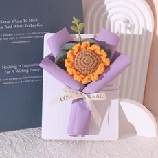 小花束祝福賀卡 祝福卡片 香皂花 感謝卡 禮盒卡 畢業卡 康乃馨卡片, 紫色-毛線太陽花