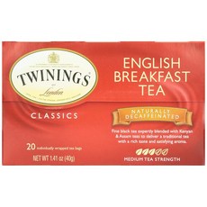 TWININGS 唐寧茶 英式早餐茶包 無咖啡因, 20包, 2g