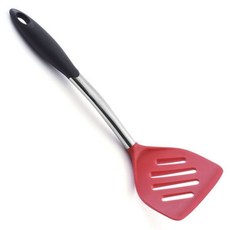 NORPRO 不鏽鋼握柄矽膠鍋鏟, 1個, 黑色+不銹鋼+紅色