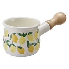 plune. 房子印花琺瑯單柄牛奶鍋, 1個, 檸檬黃, 10.5cm