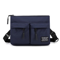 尼龍實用多層單肩斜背包, 深湖藍