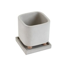 簡約風帶木腳水泥盆栽 多肉植物盆器 室內裝飾盆栽, 灰色