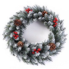 30公分夢幻聖誕花圈 台灣現貨 耶誕花圈 聖誕節裝飾品 北歐造型, 白色和紅色, 1個