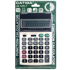 CATIGA 計算機 JS-120LT 中文稅率 商用12位數 大太陽能 螢幕可抬, 一台入, Silver