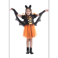 瘋狂派對 萬聖節兒童變裝服 - 俏麗黑桔蝙蝠女/吸血鬼/蝙蝠裝, L