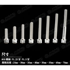 桀諾 JIMUNO 星型造型螺絲 內外六角 白鐵 車用螺絲 M5 M6 M8 M10 多種規格, 詳見包裝, M8-50mm