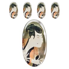 Ishida 日式畫圖案橢圓筷架 小, 5個, 江戶準尉