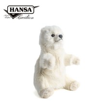HANSA 北極熊手偶34公分 純手工縫製 擬真動物玩偶 親子互動玩具, 1