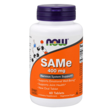 NOW Foods S-腺苷甲硫氨酸400mg補充錠, 60顆, 1罐