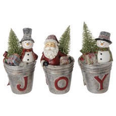 RAZIMPORTS 聖誕老人盆栽造型裝飾品 3入, 混色