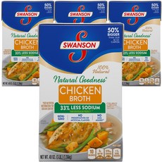 SWANSON 雞高湯 33%鈉, 4瓶, 1.36kg