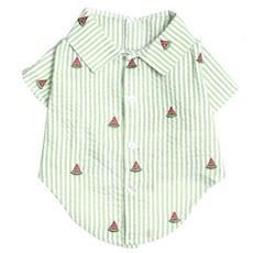 The Worthy Dog 條紋西瓜襯衫 狗狗T恤, 綠色, 1個