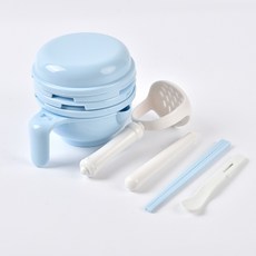 嬰兒輔食研磨碗 寶寶手動水果蔬菜輔食工具 兒童輔食研磨碗 寶寶果泥蔬菜泥研磨器 寶寶飲食料理工具, 藍色