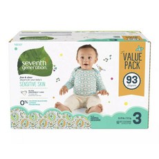 Seventh Generation Free&Clear黏貼型尿布, 第3階段, 93片
