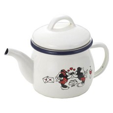 Tamahashi 日本製迪士尼米奇&米妮琺瑯茶壺 含不鏽鋼濾網, 1個, 540ml, 白色