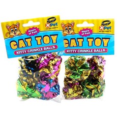 XPet 件套聚酯薄膜球貓玩具, 4件, 隨機發貨