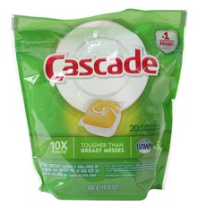 CASCADE 洗碗機檸檬味洗滌劑, 20件, 15.4克