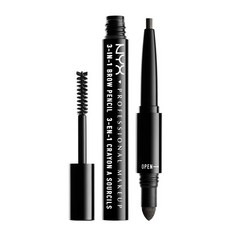 NYX 3-IN-1 眉筆粉睫毛膏, 1個, 木炭