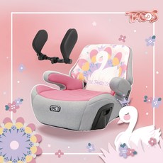 TACOS 成長型安全座椅 安全帶ISOFIX兩用 3-12歲適用 輕巧3.7公斤 三段式可調 花花天鵝粉嫩款 無毒認證, 花花天鵝