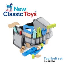 荷蘭 New Classic Toys 小木匠工具腰帶玩具組-天空藍 木製玩具 小工匠玩具 家家酒 修理工具, 詳見包裝