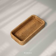 日式藤編托盤收納籃, 單色, 1個