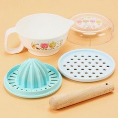 日本製 Anano Cafe 食物調理器 副食品調理器 嬰兒離乳餐具五件組，寶寶輔食輕鬆做, 藍